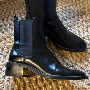 Elegant Zara Black Leather Ankle Boots